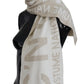 Beige White Logo Wrap Warmer Shawl Scarf
