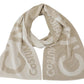 Beige White Logo Wrap Warmer Shawl Scarf