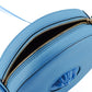 Chic Blue Leather Round Shoulder Bag