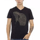 Black Cotton Men V-Neck T-Shirt