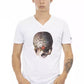 White Cotton Men's V-Neck T-Shirt