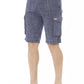 Blue Cotton Men Cargo Short