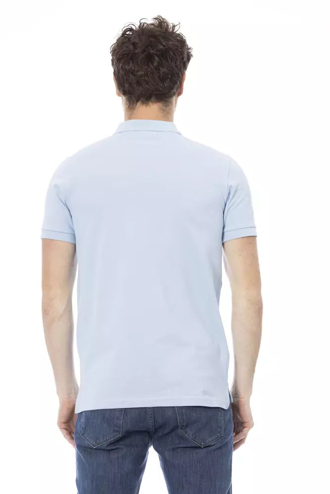 Light Blue Cotton Men Polo