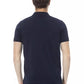 Blue Cotton Men Polo