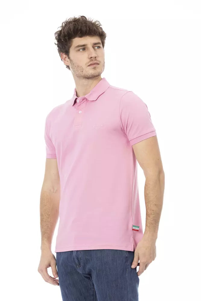 Pink Cotton Men Polo