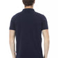 Blue Cotton Men Polo