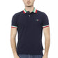 Blue Cotton Men Polo