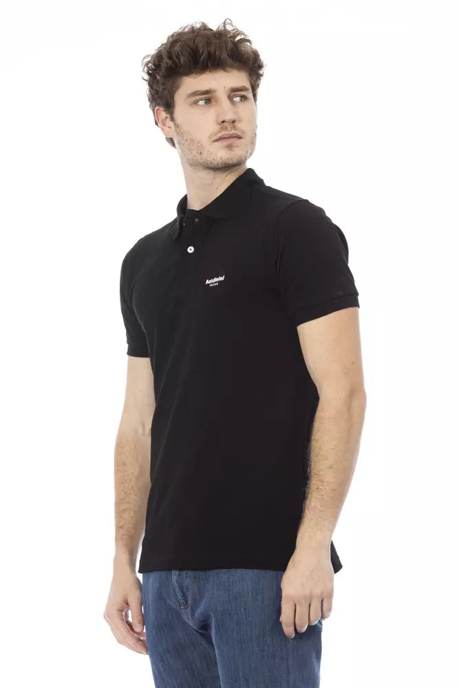 Black Cotton Men Polo Shirt