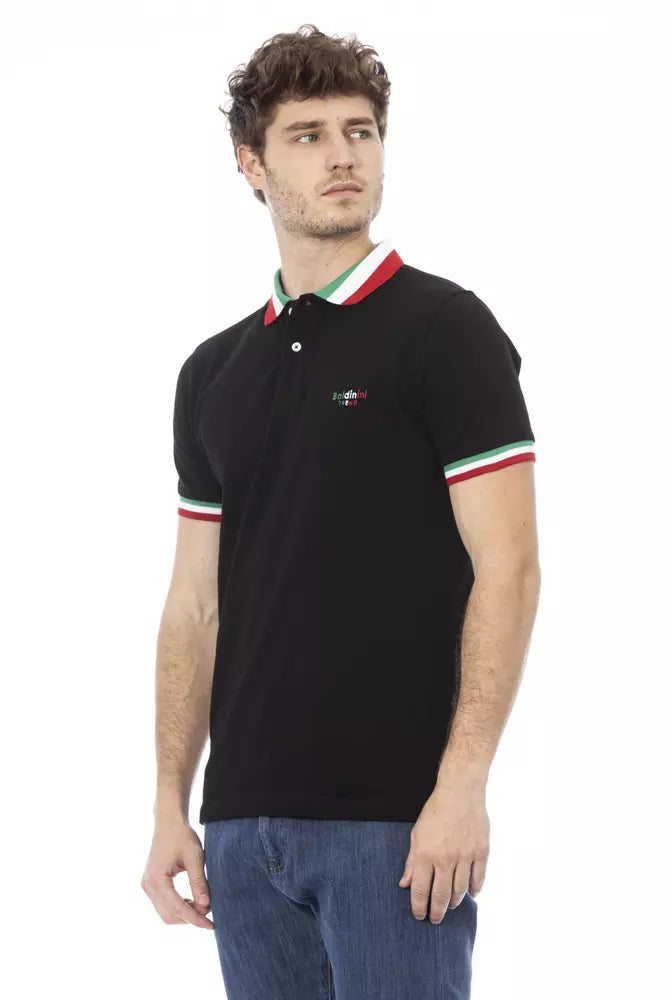 Black Cotton Men Polo