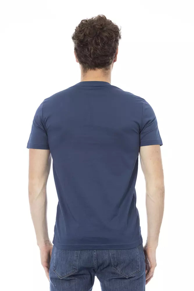 Blue Cotton Men T-Shirt