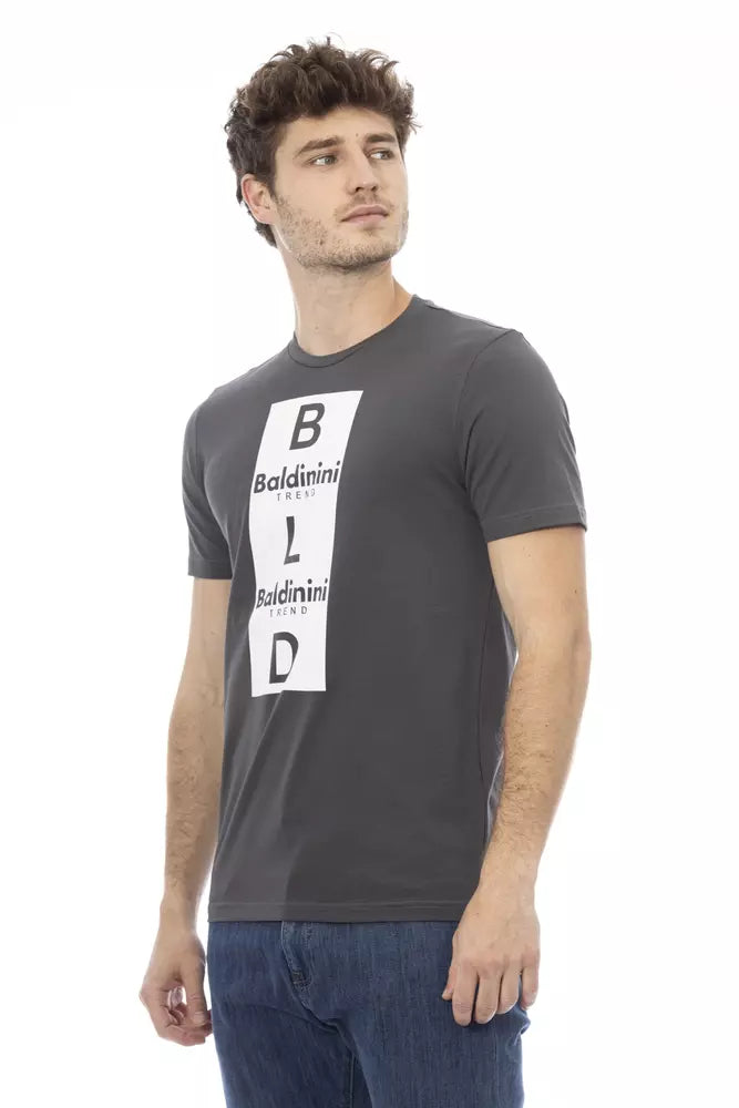 Gray Cotton Men T-Shirt