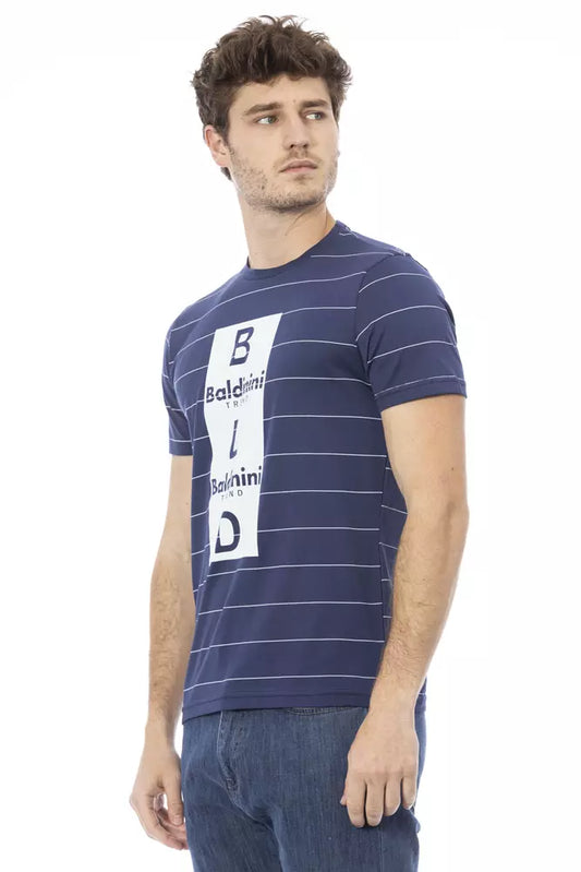 Blue Cotton Men T-Shirt