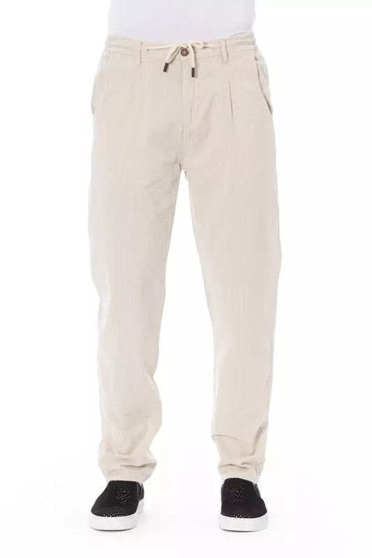 Beige Cotton Men Chino Pants