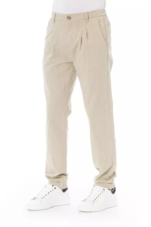 Beige Cotton Men Chino Pant