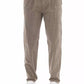 Beige Cotton Men Chino Trousers