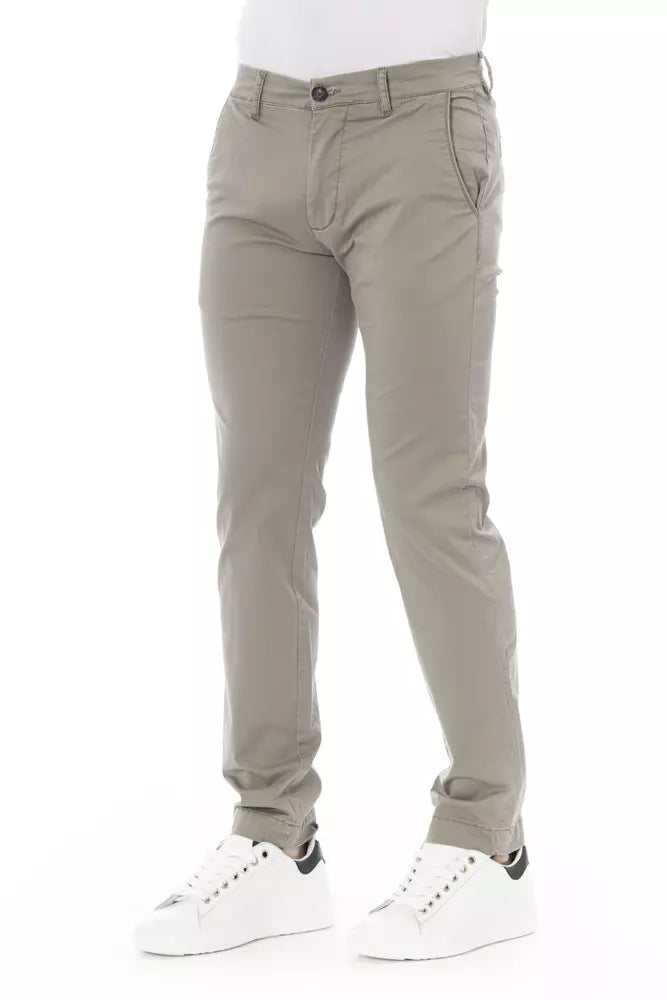 Beige Cotton Men Chino Pants