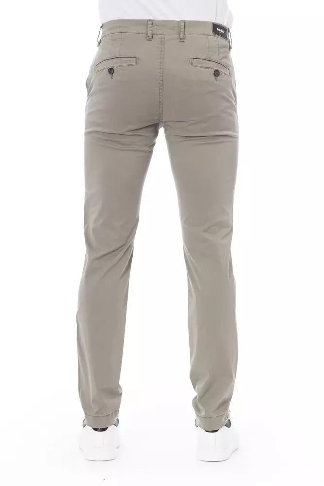 Beige Cotton Men Chino Pants