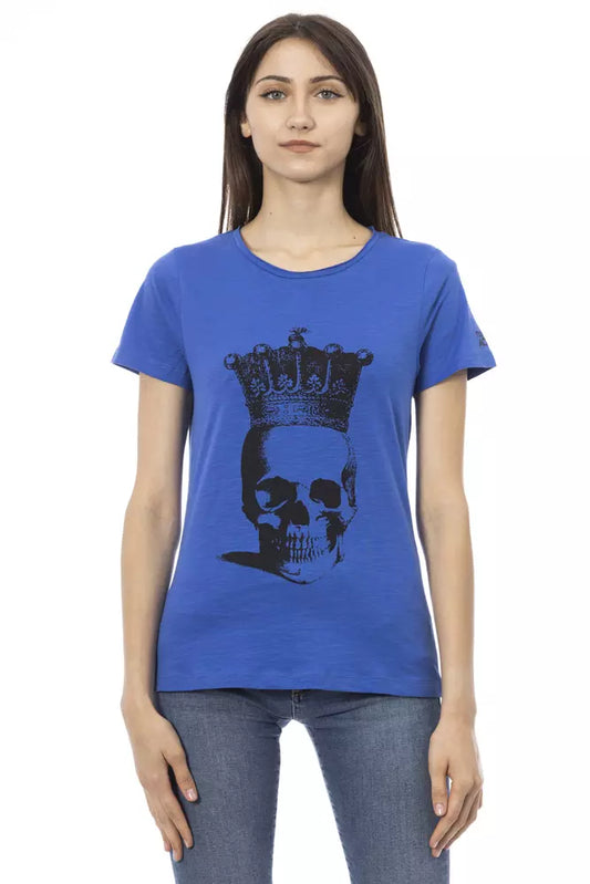 Blue Cotton Women T-Shirt