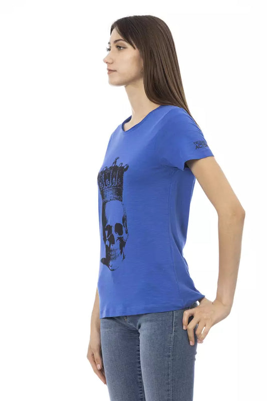 Blue Cotton Women T-Shirt