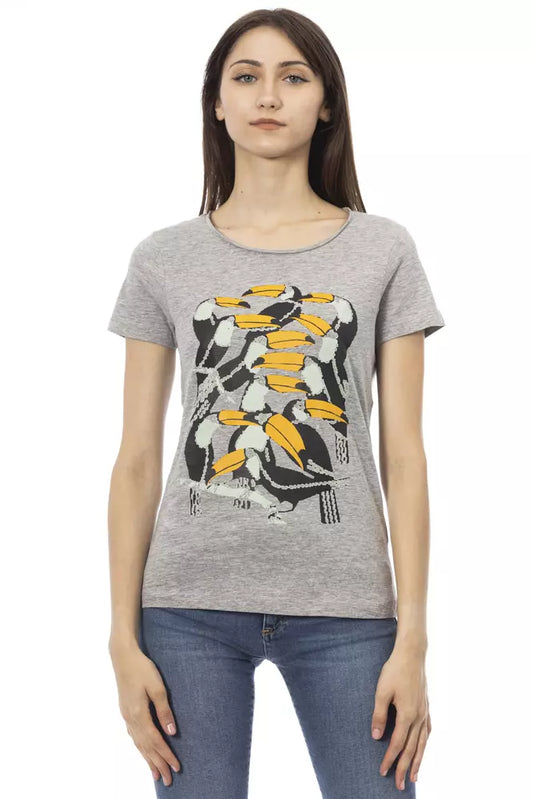 Gray Cotton Women T-Shirt