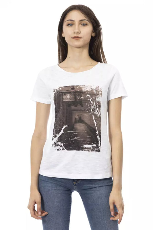 White Cotton Women T-Shirt