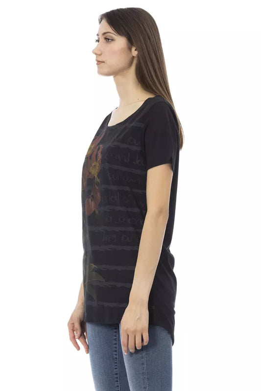 Black Cotton Women T-Shirt