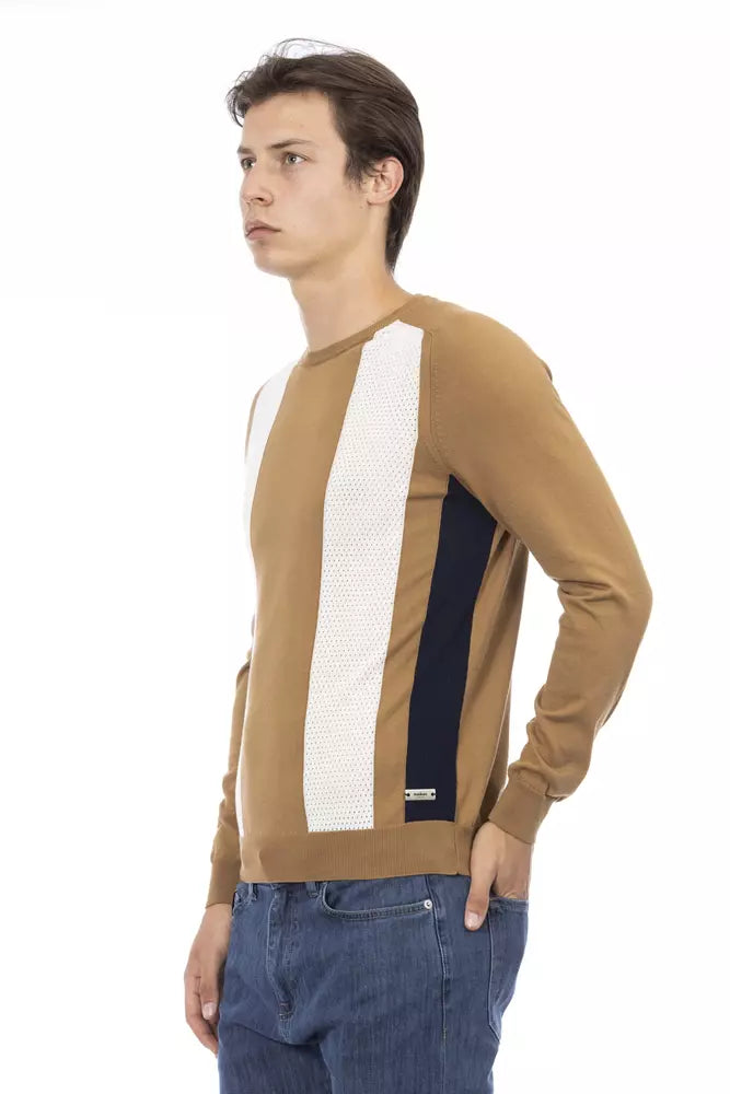 Brown Cotton Men Sweater