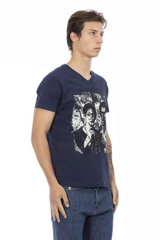 Blue Cotton Men T-Shirt