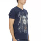 Blue Cotton Men T-Shirt