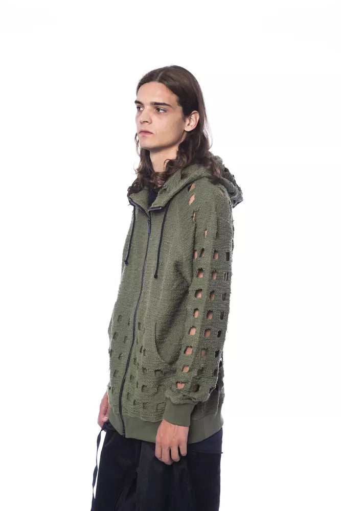 Army Cotton Men Sweater with Zip Closure