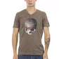 Brown Cotton Men T-Shirt