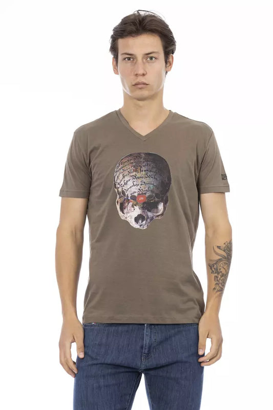 Brown Cotton Men T-Shirt