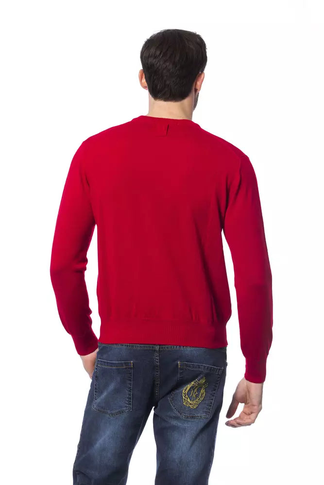 Red Merino Wool Men Sweater