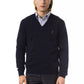 Blue Merino Wool Men Sweater