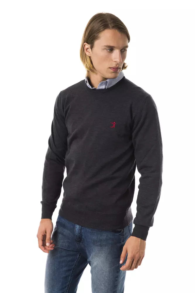 Gray Merino Wool Men Sweater