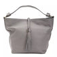 Gray Leather Women Shoulder Bag