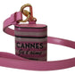 Pink Black Leather Strap Gold Metal Logo Airpods Case