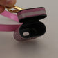 Pink Black Leather Strap Gold Metal Logo Airpods Case