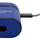 Blue Leather Silver Metal Logo Airpods Case