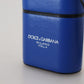 Blue Leather Silver Metal Logo Airpods Case