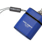 Blue Leather Silver Metal Logo Airpods Case
