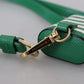 Green Leather Strap Gold Metal Logo Airpods Case