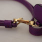 Purple Leather Strap Gold Metal Logo Airpods Case
