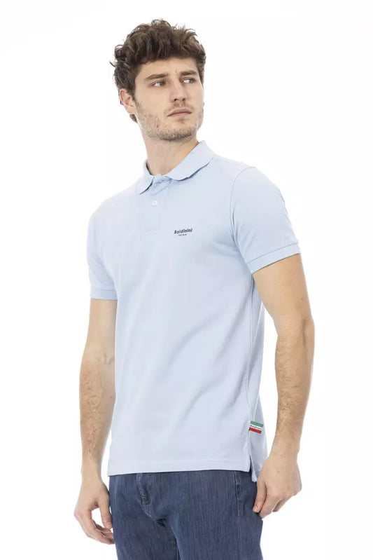 Light Blue Cotton Men Polo