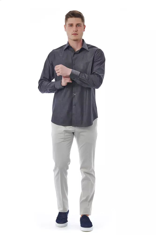 Gray Cotton Men Shirt