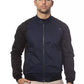 Blue Cotton Men Bomber Jacket