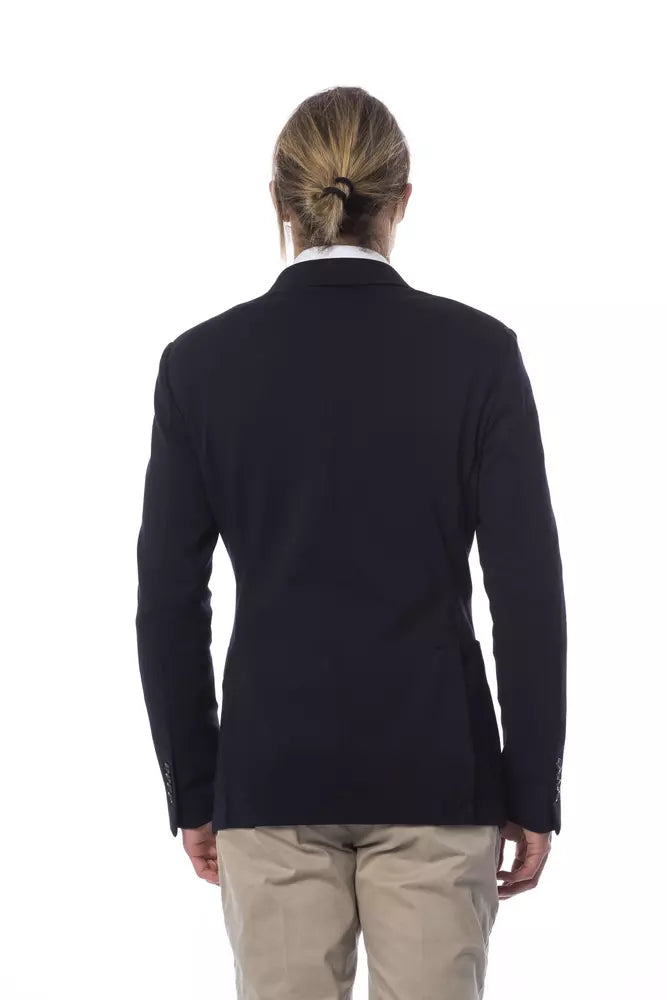 Blue Viscose Men Blazer