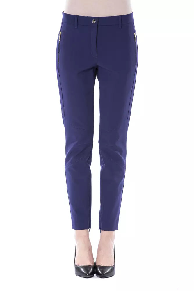 Blue Polyester Women Pants