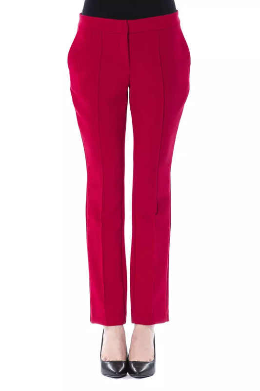 "Fuchsia Polyester Women Pant"