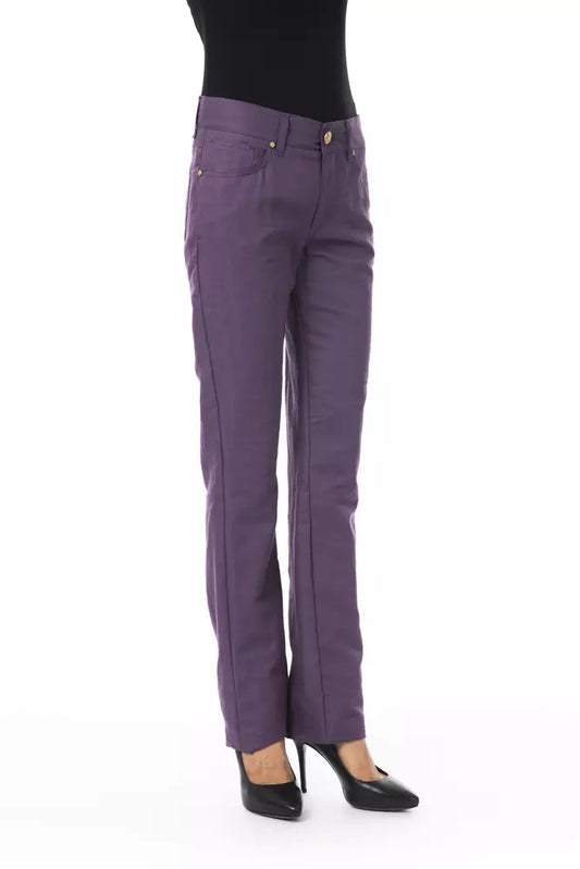 Purple Cotton Women Pant